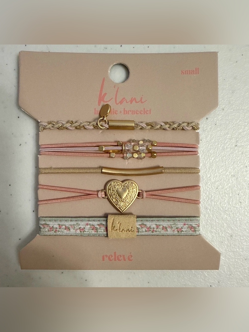 k'lani Hair Tie Bracelet Set Small Multicolor Braided Beaded Charm Relevé